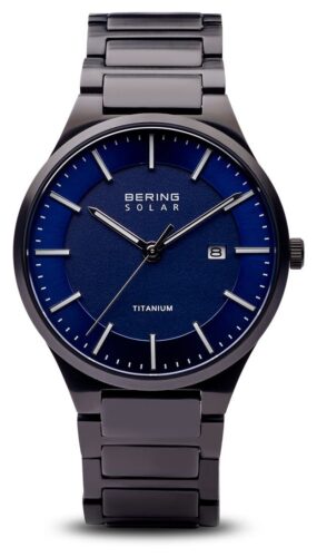 Bering 15239-727 Men's Solar Titanium Black Strap Watch