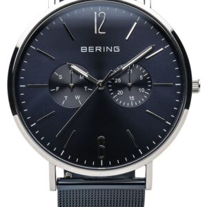 Bering 14240-303 Classic Polished Silver day date Blue Watch