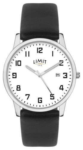 Limit 5741.01 Men's Black Leather Strap Silver/White Watch