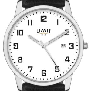 Limit 5741.01 Men's Black Leather Strap Silver/White Watch