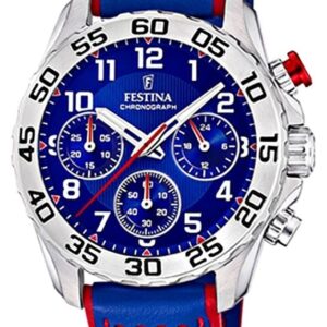 Festina F20458/2 Men's/Junior's Blue Leather Strap Blue Watch