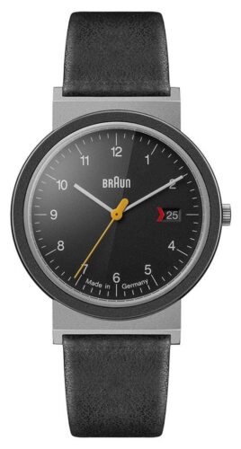 Braun AW10EVO Men's Classic Black Dial Black Leather Strap Watch