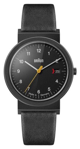 Braun AW10EVOB Men's Classic Black Leather Strap Black Dial Watch