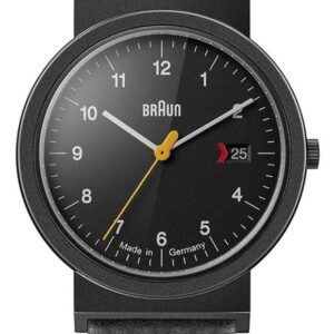 Braun AW10EVOB Men's Classic Black Leather Strap Black Dial Watch