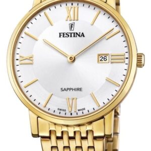 Festina F20020/1 Men's Swiss Made Gold Plated Steel Watch