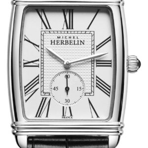 Herbelin 10638AP08 Men's Art D√É¬©co Silver Dial Black Watch