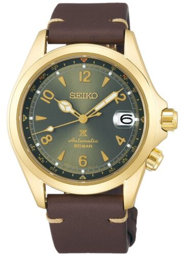 Seiko SPB210J1 Men's Alpinist Sunbeam Forest Brown Leather Watch