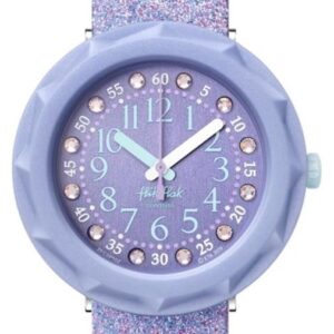 Flik Flak FCSP102 LILAXUS Purple Glitter Silicone Strap Watch