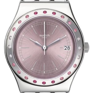 Swatch YLS455G PINKAROUND  Silver Stainless Steel Bracelet Watch