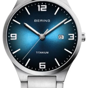 Bering 15240-777 Men's Brushed Titanium Blue Dial Watch