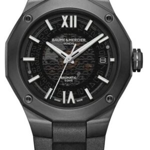 Baume & Mercier M0A10617 Riviera Black Plated Skeleton Dial Watch