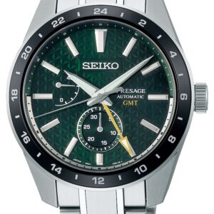 Seiko SPB219J1 Presage Sharp Edged GMT Green Dial Watch