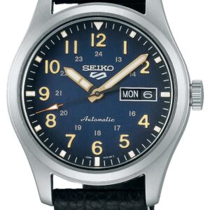 Seiko SRPG39K1 5 Sports Field Black Leather Strap Watch