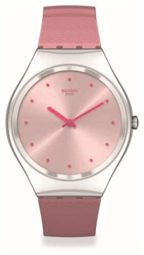 Swatch SYXS135 Skin Irony ROSE-MOIRE Pink Silicone Strap Watch