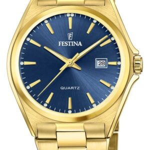 Festina F20555/4 Men's Blue Dial Gold PVD Plated Watch