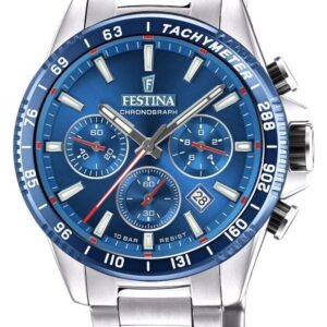 Festina F20560/3 Men's Chronograph Blue Dial Stainless Watch