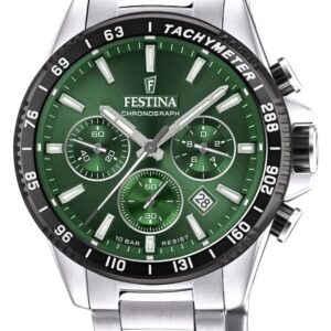 Festina F20560/4 Men's Chronograph Green Dial Stainless Watch