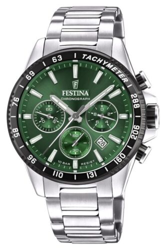 Festina F20560/4 Men's Chronograph Green Dial Stainless Watch