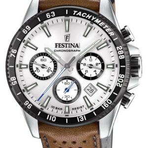 Festina F20561/1 Men's Chronograph Brown Leather Strap Watch