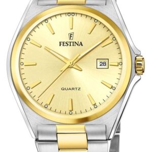 Festina F20554/3 Men's Gold Dial Two Tone Bracelet Watch