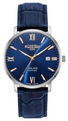 Roamer 958833 41 43 05 Valais Gents Blue Dial With Rose Gold Watch