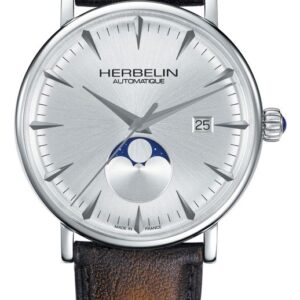 Herbelin 1547/TN12GP Inspiration Silver Dial Brown Leather Watch