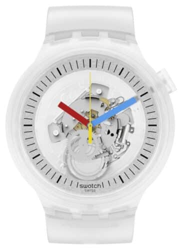 Swatch SB01K100 CLEARLY BOLD Quartz Skeleton Dial Watch