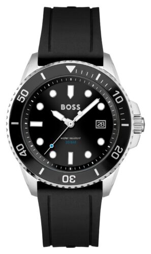 BOSS 1513913 Men's Ace Black Dial Black Rubber Strap Watch