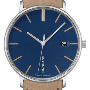 Junghans 47/4255.00 FORM Damen Blue Dial Beige Leather Watch