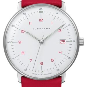 Junghans 47/4541.02 Max Bill Lady Quartz Red Strap Watch