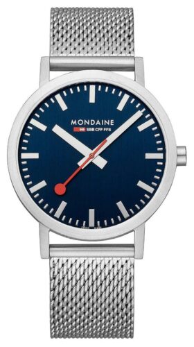 Mondaine A660.30360.40SBJ Classic 40 Mm Blue Dial Steel Mesh Watch