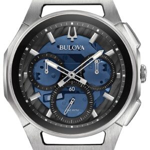 Bulova 96A205 Curv Blue Chronograph Dial Stainless Steel Watch