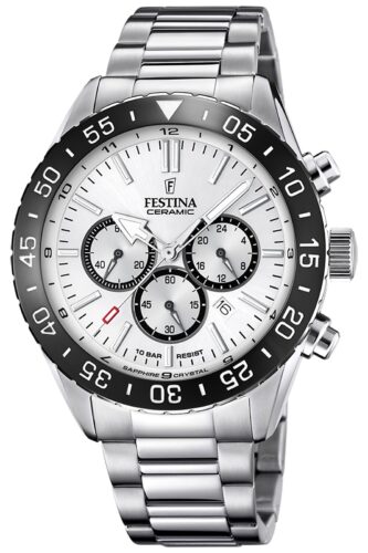 Festina F20575/1 Men's Steel Chrono White Dial & Black Watch