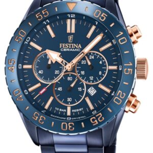 Festina F20576/1 Men's Chronograph Blue Ceramic Bezel Watch