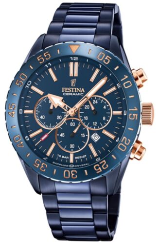 Festina F20576/1 Men's Chronograph Blue Ceramic Bezel Watch