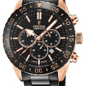 Festina F20578/1 Men's Chronograph Black and Rose Gold Watch