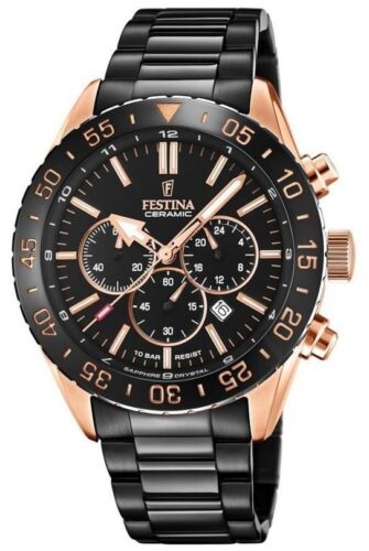 Festina F20578/1 Men's Chronograph Black and Rose Gold Watch