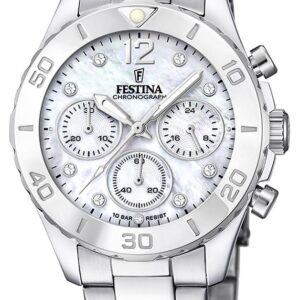 Festina F20603/1 Ladies Chrono With CZ Sets & Steel Watch