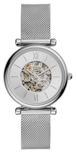 Fossil ME3176 Women's Carlie Automatic Silver Open Heart Watch