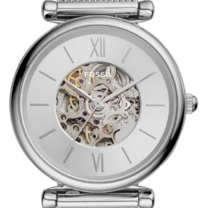 Fossil ME3176 Women's Carlie Automatic Silver Open Heart Watch