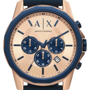 Armani Exchange AX1730 Rose Gold Dial Blue Silicone Strap Watch