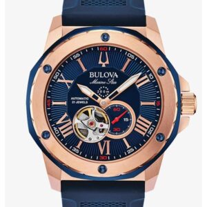 Bulova 98A227 Marine Star Z Blue Silicone Strap Blue Dial Watch