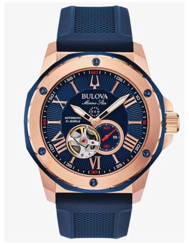 Bulova 98A227 Marine Star Z Blue Silicone Strap Blue Dial Watch