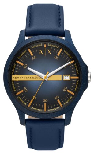 Armani Exchange AX2442 Blue Dial Blue Leather Strap Watch