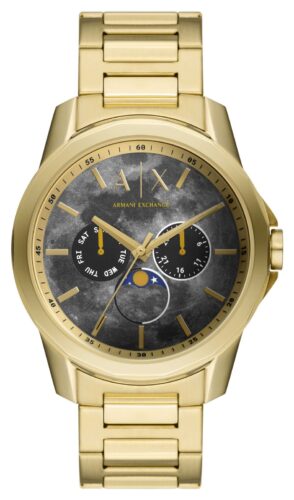 Armani Exchange AX1737 Men's Grey Dial Moonphase Gold- Watch