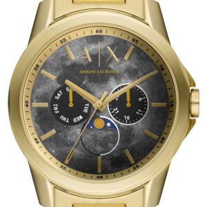 Armani Exchange AX1737 Men's Grey Dial Moonphase Gold- Watch