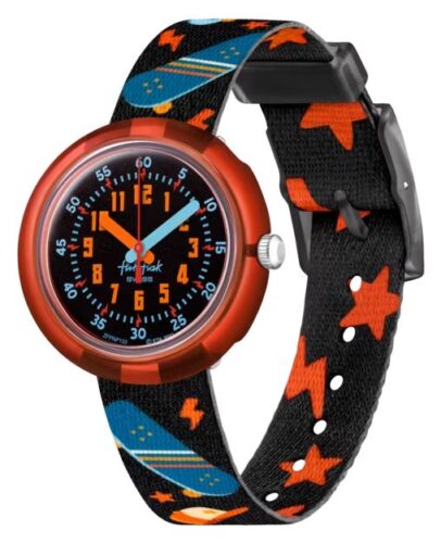 Flik Flak FPNP133 Skate Squad Black Blue and Orange Watch