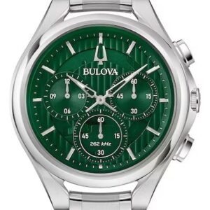 Bulova 96A297 Men's Curv Chronograph Green Dial Watch