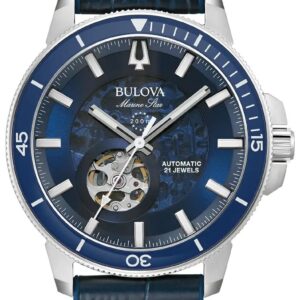 Bulova 96A291 Men's Marine Star Automatic Blue Dial Blue Watch