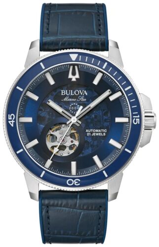 Bulova 96A291 Men's Marine Star Automatic Blue Dial Blue Watch